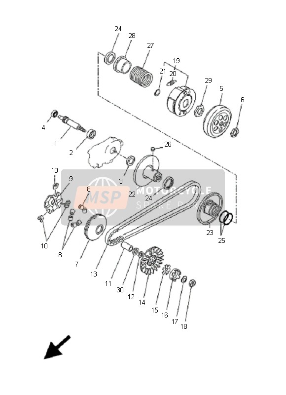 Yamaha CW50N BWS 2007 Frizione per un 2007 Yamaha CW50N BWS